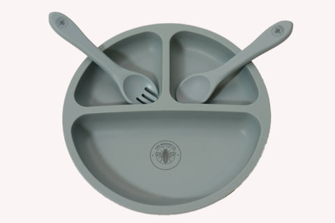 Divider Suction Plate with fork and spoon | Ocean Breeze