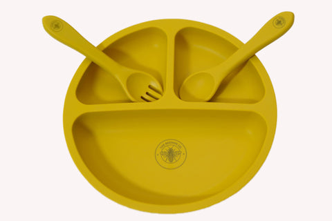 Divider Suction Plate with fork and spoon | Honeybee